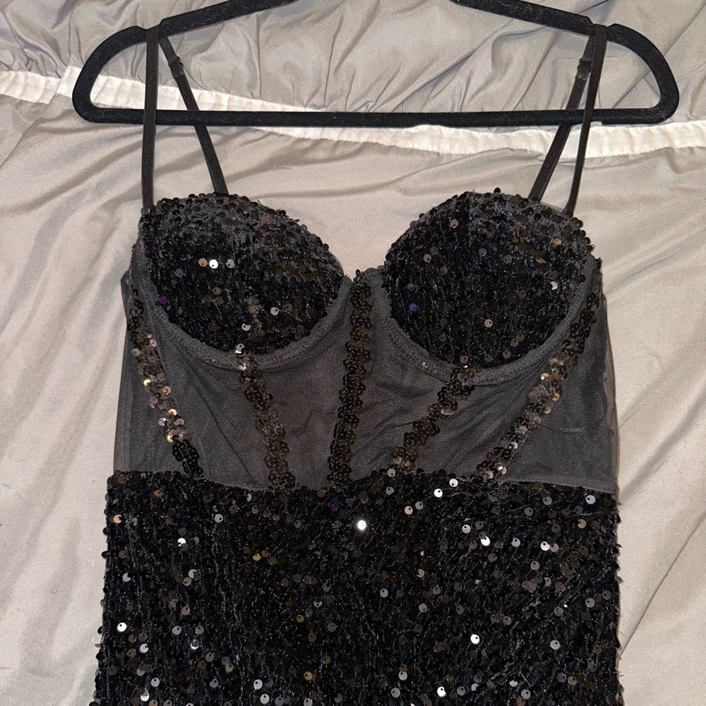 Diva Boutique Black Sequin High Slit Dress - Picture 9 of 12